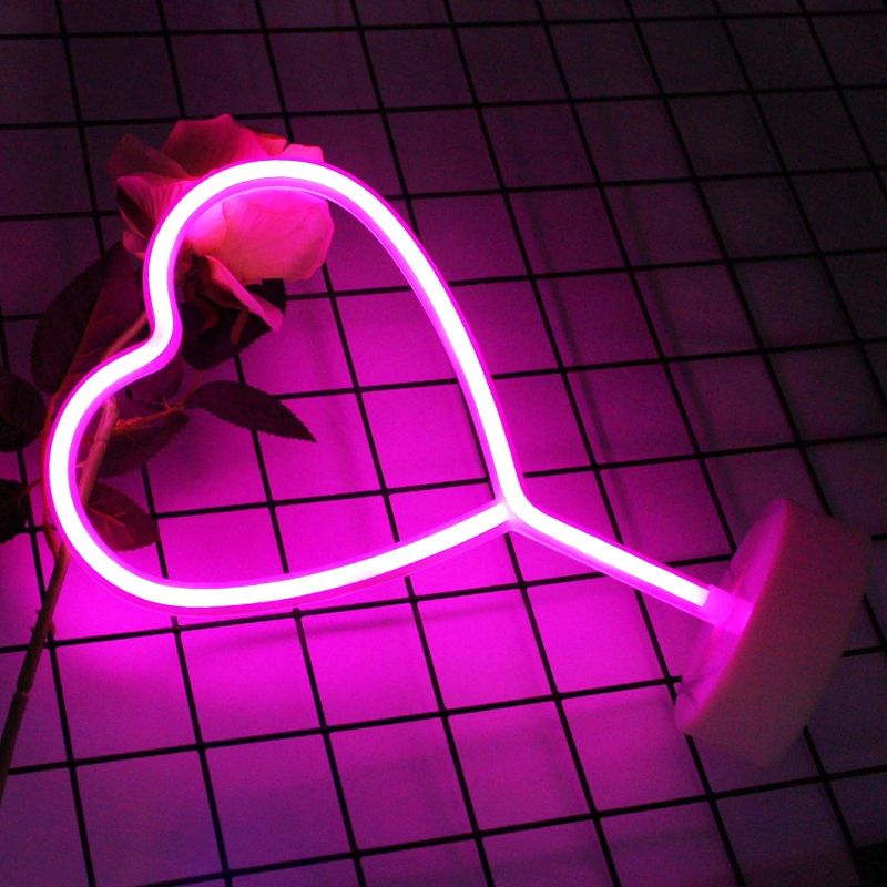 Photo 1 of 
KAQ-Neon Heart Lights Neon Signs, Battery Operated & USB Powered LED Neon Light for Bedroom, Party, Valentines Decoration Lamp, Table & Wall...