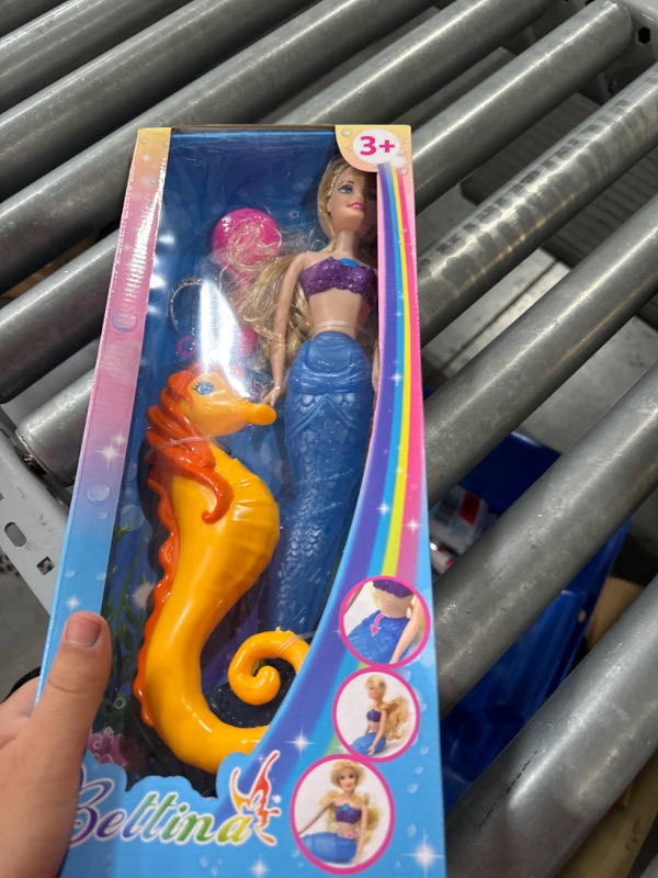 Photo 2 of **USED LIKE NEW**BETTINA Color Change Mermaid Doll Set, Color-Changing Mermaid Tail, Mermaid Toys Includes Princess Doll, Seahorse & Accessories, Mermaid Gifts Toys for Girls, Blonde Hair