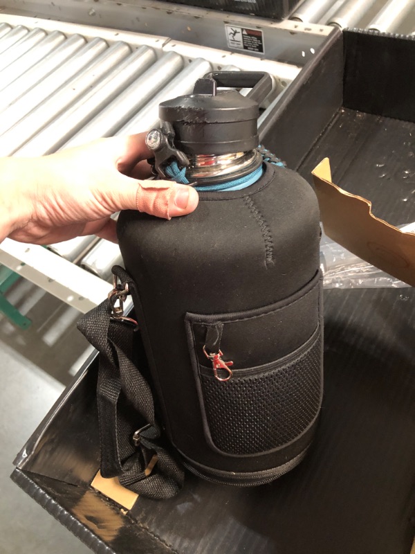 Photo 2 of **NONREFUNDABLE**FOR PARTS OR REPAIR**SEE NOTES**
One Gallon Water Bottle Insulated, Triple Wall Vacuum Cold for 48 Hrs & Leak-proof & Non-BPA, 128oz Large Sports Stainless Steel Water Jug with Paracord Handle Straw Spout Lids & DIY Stickers