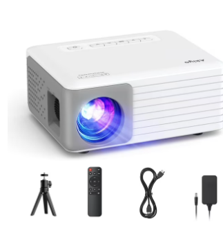 Photo 1 of Akiyo O1 Pro 1080P Mini Projector, Phone Projector for Home Theater, Movie, Outdoor, Compatible with iOS/Android/HDMI/USB/TV Stick/PC with Projector Stand
