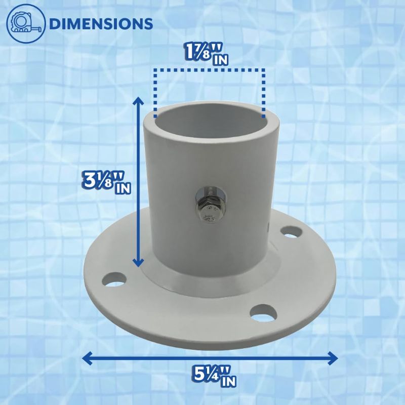 Photo 5 of (READ FULL POST) Poolzilla 2-Pack Deck Anchor Flange in White, Diameter of 1 7/8", Made of High Grade Cast Aluminum
