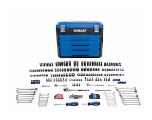 Photo 1 of **MINOR DAMAGE TO SIDE MISSING PIECES**
Kobalt 250-Piece Standard (SAE) and Metric Polished Chrome Mechanics Tool Set with Hard Case
