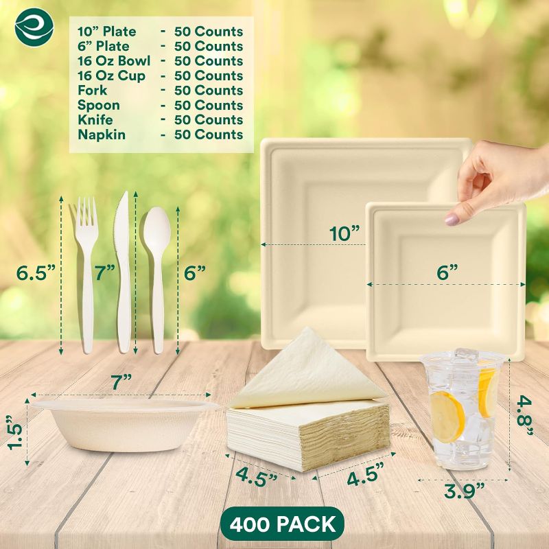 Photo 4 of (READ FULL POST) ECO SOUL Compostable Dinnerware Set (400, Square)