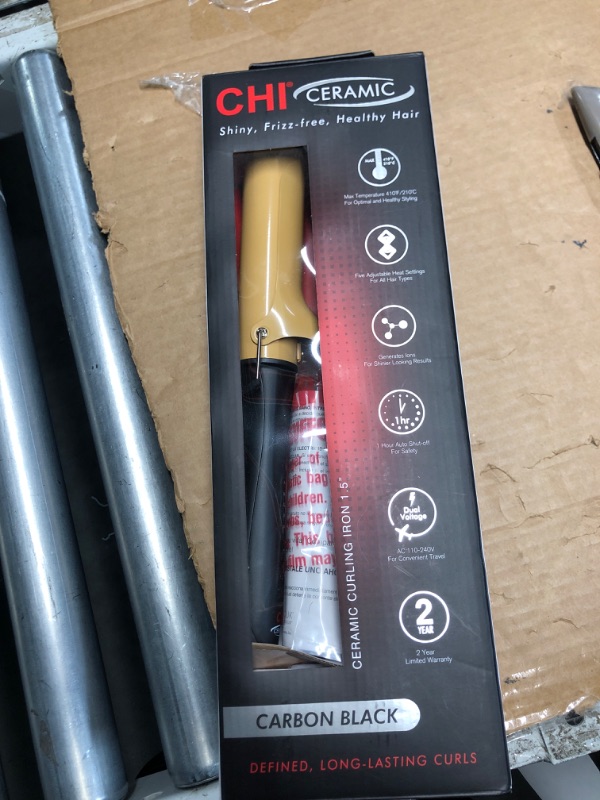 Photo 2 of ***USED - LIKELY MISSING PARTS - UNABLE TO VERIFY FUNCTIONALITY***
CHI Ceramic Curling Iron, Hair Curler For Shiny, Frizz-Free, & Healthy Hair, Auto-Shut Off & 5 Foot Swivel Cord, 1.5" Barrel