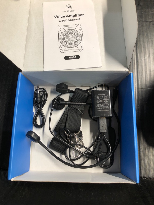 Photo 1 of ***ITEM TESTED FOR POWER, UNABLE TO TEST FURTHER*** W WINBRIDGE Portable Rechargeable Mini Voice Amplifier with Wired Microphone Headset and Waistband, Support Music Play for Teachers, Singing, Coaches, Training, Presentation, Tour Guide

