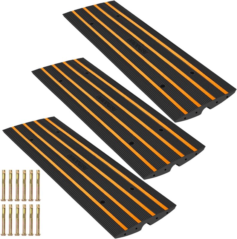 Photo 1 of **READ NOTES**
VEVOR Driveway Curb Ramp, 3 Pack 1 Channel Heavy Duty, 33069 Lbs/ 15 Ton Capacity Rubber Driveway Curb Bridge, 2.6" Rise Rubber Ramp for Driveway, Loading Dock, Garage, Sidewalk, Car
