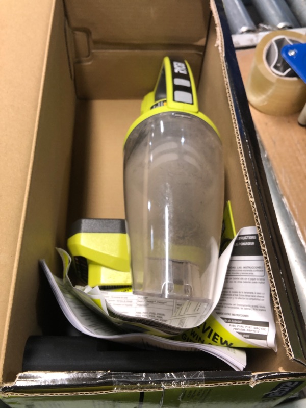 Photo 3 of ***HEAVILY USED AND DIRTY - ACCESSORIES MISSING - NO BATTERY - UNABLE TO TEST - SEE PICTURES***
RYOBI ONE+ 18V Cordless Performance Hand Vacuum Kit with 2.0 Ah Battery and Charger