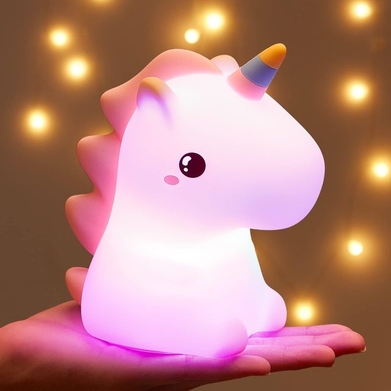 Photo 1 of ***STOCK PHOTO REFERENCE ONLY***SIMILAR ITEM**
Unicorn Night Light for Kids, 16 Colors Kids Night Light Kids Lamp, Rechargeable Toddler Night Light Unicorn Lamp,Unicorn Gifts for Girls Room Decor,Silicone Baby Night Light Cute Night Light