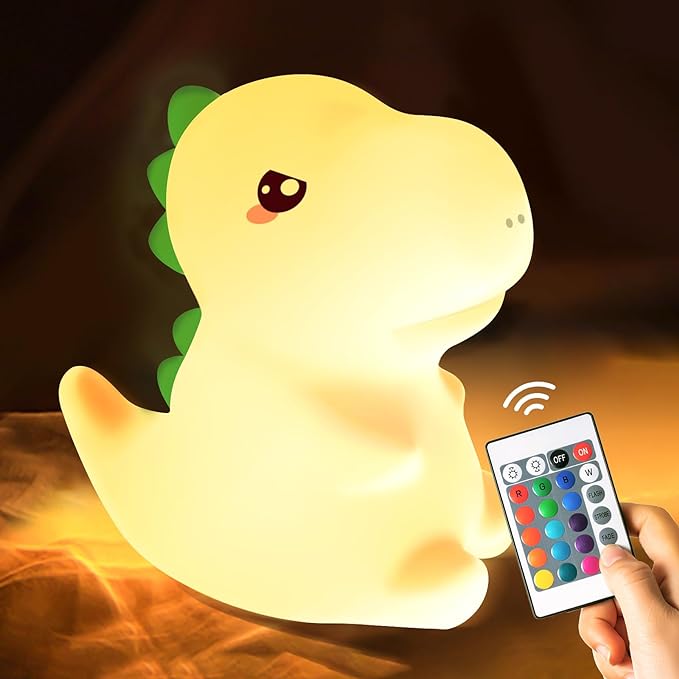 Photo 1 of ***STOCK PHOTO REFERENCE ONLY***DIFFERENT STYLE, DRAGON**
One Fire Dinosaur Night Light for Kids, 16 Color Changing Kids Night Light, Silicone Dinosaur Nightlight for Kids Room, Portable Battery Baby Night Light Dinosaur Lamp,Dinosaur Gifts Cute Night