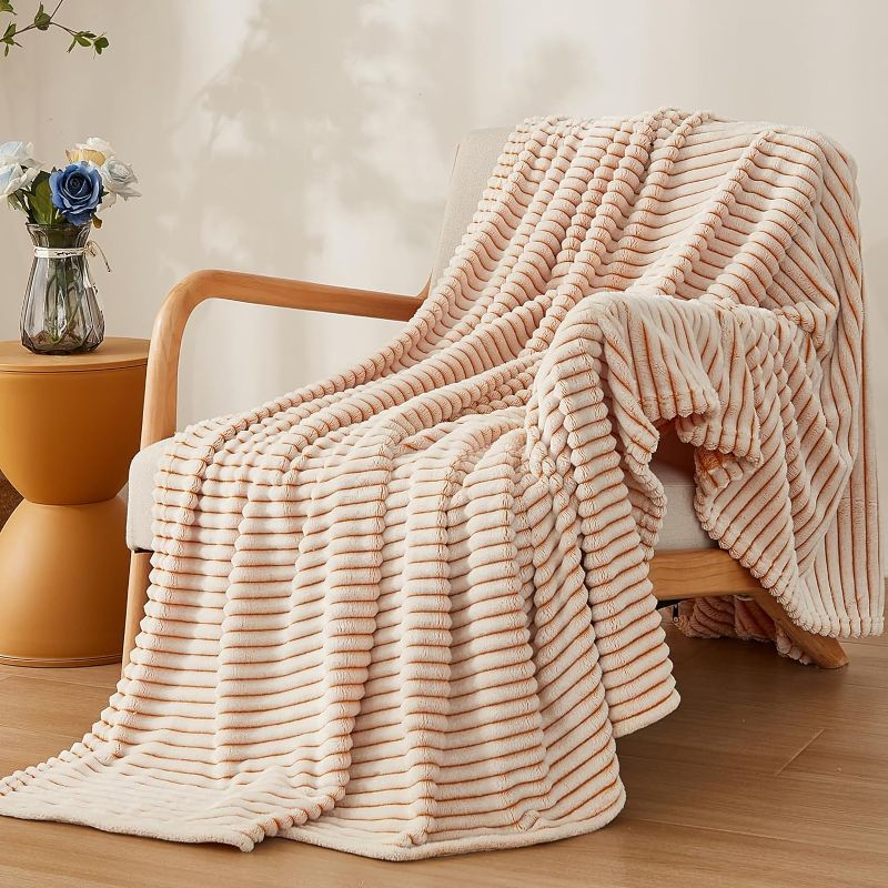 Photo 1 of ***STOCK PHOTO REFERENCE ONLY*** SIMILAR ITEM
EMME Fleece Twin Blanket for Couch Yellow, Soft, Plush, Warm and Cozy Blanket, Single Layer, Striped 3D Touch, Perfect for Bed Couch and Sofa Chai