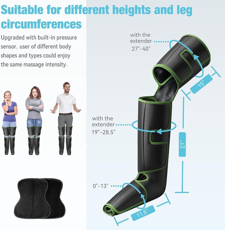 Photo 4 of (READ FULL POST) QUINEAR Leg Massager for Circulation and Pain Relief, Full Leg Compression Massager with Heat 2 Extenders 3Heat 3Mode 3Intensity Sequential Compression Boots for Cramps Edema Swelling FSA HSA Eligible