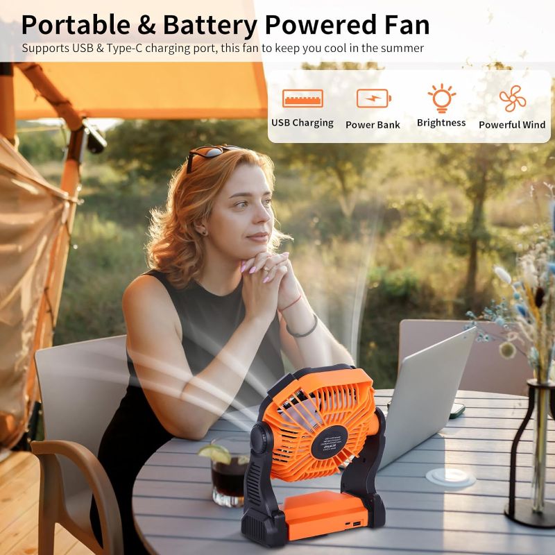 Photo 3 of (READ FULL POST) TDLOL Battery Powered Fan?270° Rotating Portable Fan Camping Fan Rechargeable Battery Operated Fan, USB Desk Personal Fan Tent Fan with Hook, Outdoor Fan Camping Fans for Tents,Travel Fan