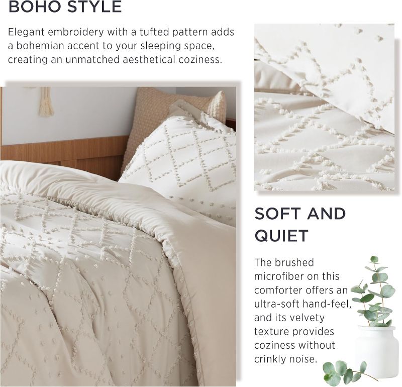 Photo 3 of (READ FULL POST) Bedsure Twin/Twin XL Comforter Set - Beige Boho Twin Extra Long Comforter Set for College