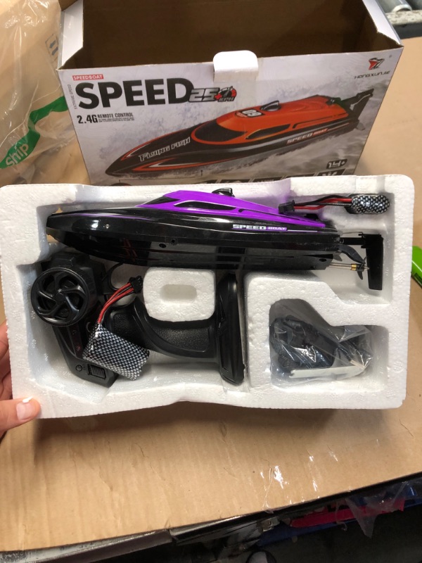 Photo 1 of **PARTS ONLY NON REFUNDABLE**READ NOTES**
RC Boat with 2 Rechargeable Battery, 20+ MPH Fast Remote Control Boat for Pools and Lakes, 2.4G RC Boats Pool Toys for Adults and Kid (812-Purple)