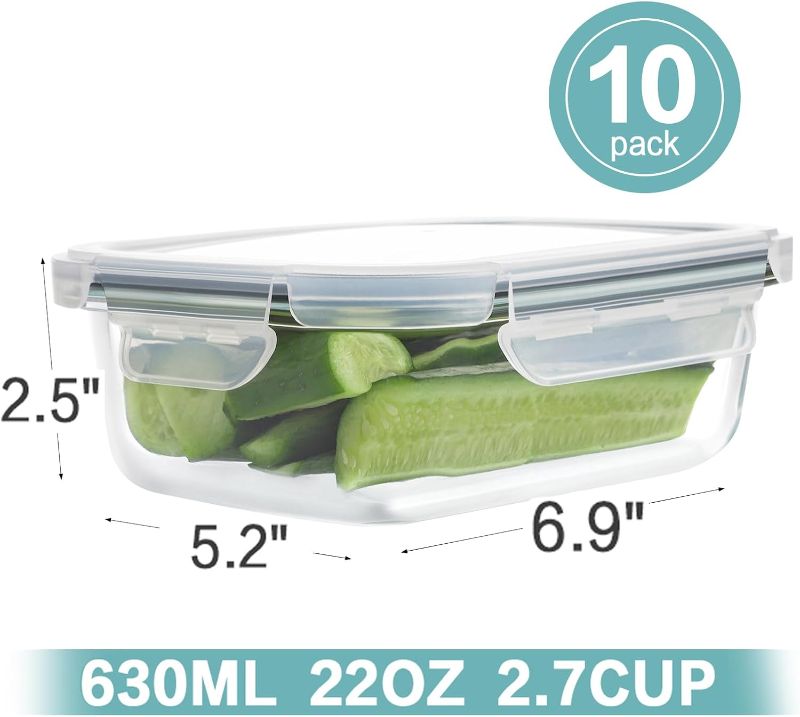 Photo 1 of (READ FULL POST) HOMBERKING 10 Pack Glass Meal Prep Containers, Food Storage Containers with Lids, Airtight Lunch Bento Boxes, BPA-Free & Leak Proof (10 lids & 10 Containers) - Grey