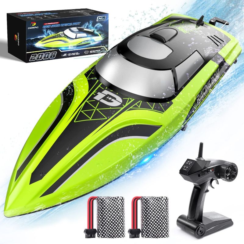 Photo 1 of (READ FULL POST) DEERC RC Boat with LED Light, 30+ Mins, Self Righting Remote Control Boat for Pools & Lakes, 20+ MPH, 2.4GHz Racing Boats, 2 Battery, Pool Toys for Kids, Radio Controlled Watercraft