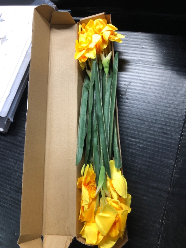 Photo 2 of (READ FULL POST) Hananona 10 Pcs Artificial Daffodils Flowers Narcissus Faux Spring Flowers Fake Silk Daffodil Flower Arrangement for Indoor Outdoor Home Wedding Decor (10, Yellow)