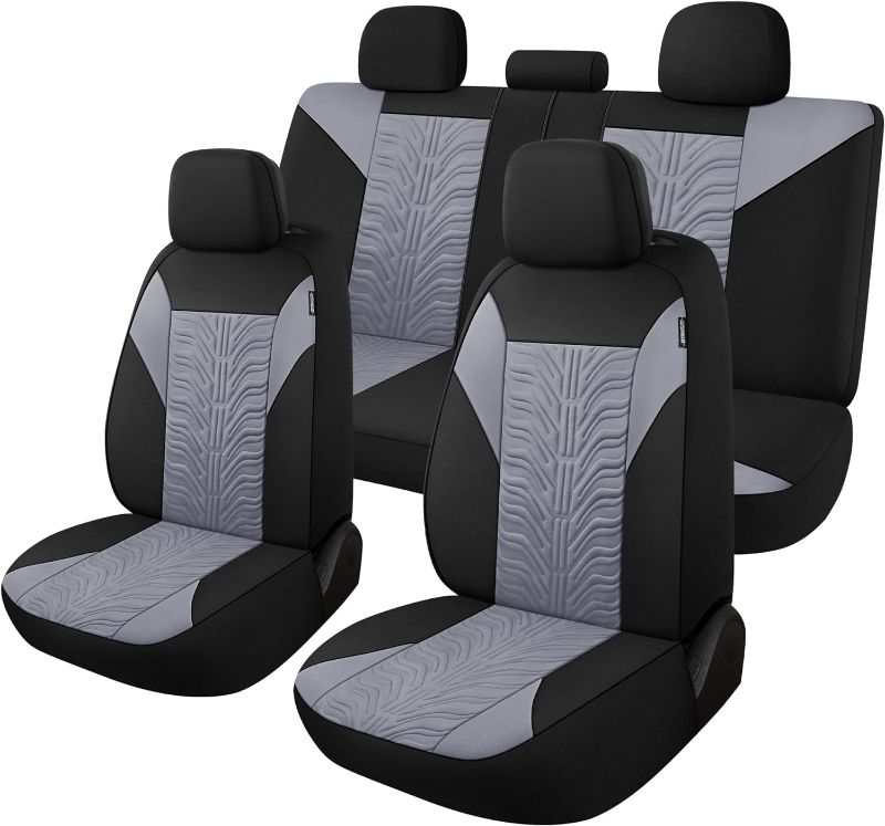 Photo 1 of ***STOCK PHOTO REFERENCE ONLY*** CAROMOP Car Seat Covers Full Set, Washable and Breathable Premium Cloth Seat, Split Bench Seat Covers for Cars, Universal Fit for Most Car Interior Covers Sedan Truck SUV(Black/Gray)