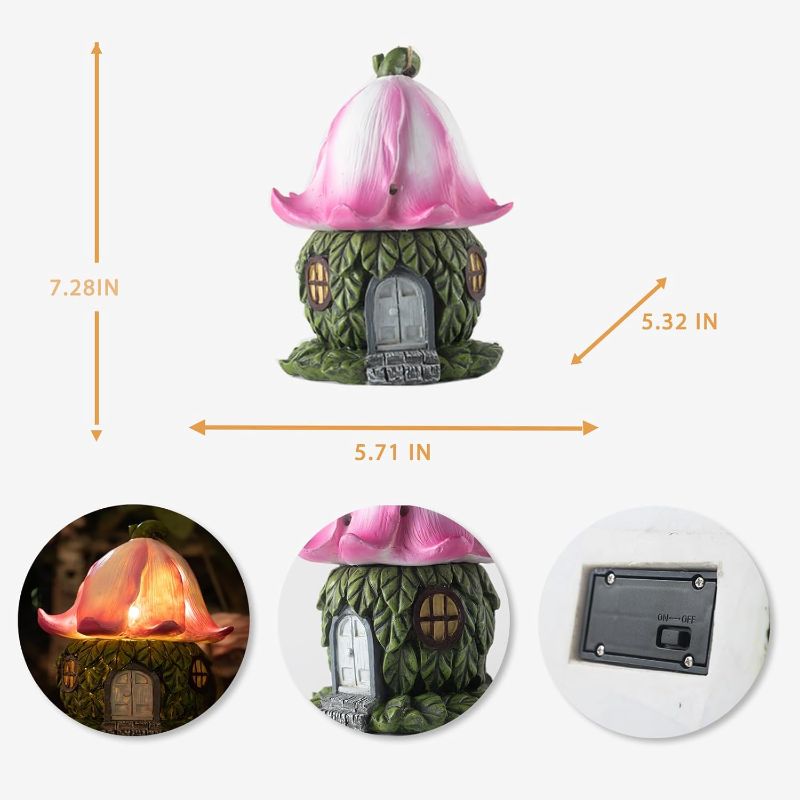 Photo 4 of (READ FULL POST) EPTUEGA Fairy Garden House Accessories Outdoor Solar Lights for Outdoor Home Decor Garden Statue Mushroom House for Outside Patio, Balcony,Yard, Lawn Ornament