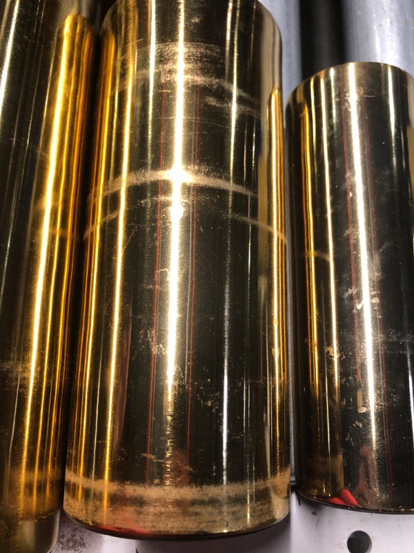 Photo 4 of **Scratches**MyGift Tall Modern Brass Tone Metal Cylinder Centerpiece Flower Vases, Set of 3 - Large, Medium, Small Sizes, Handcrafted in India