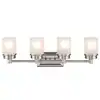 Photo 1 of ***FACTORY SEALED***Fusion 27.5 in. 4-Light Brushed Nickel Bathroom Vanity Light Fixture with Frosted Glass Shades
