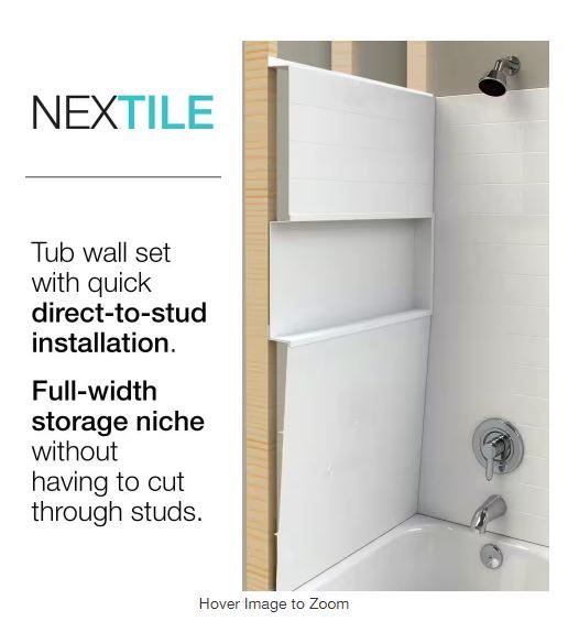 Photo 1 of *** TRUCK/TRAILER PICKUP ONLY***Nextile 30 in. x 60 in. x 60 in. 4-Piece Direct-to-Stud Alcove Tub Surround in White