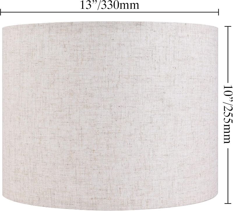 Photo 4 of (READ FULL POST) GO&SO Natural Linen Medium Drum Lamp Shades 13" Top x 13" Bottom x 10" High (Spider) Modern Beige Gray Lampshade for Table Lamps Bedside Lamps -Assembly Required - By GO&SO