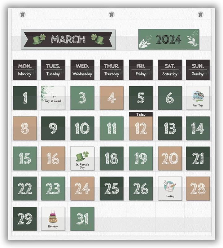 Photo 1 of **stock photo for reference only**refer to photo**
amay Boho Greenery Calendar Pocket Chart with 82 Cards for Kids Learning,Classroom and Home School Décor
