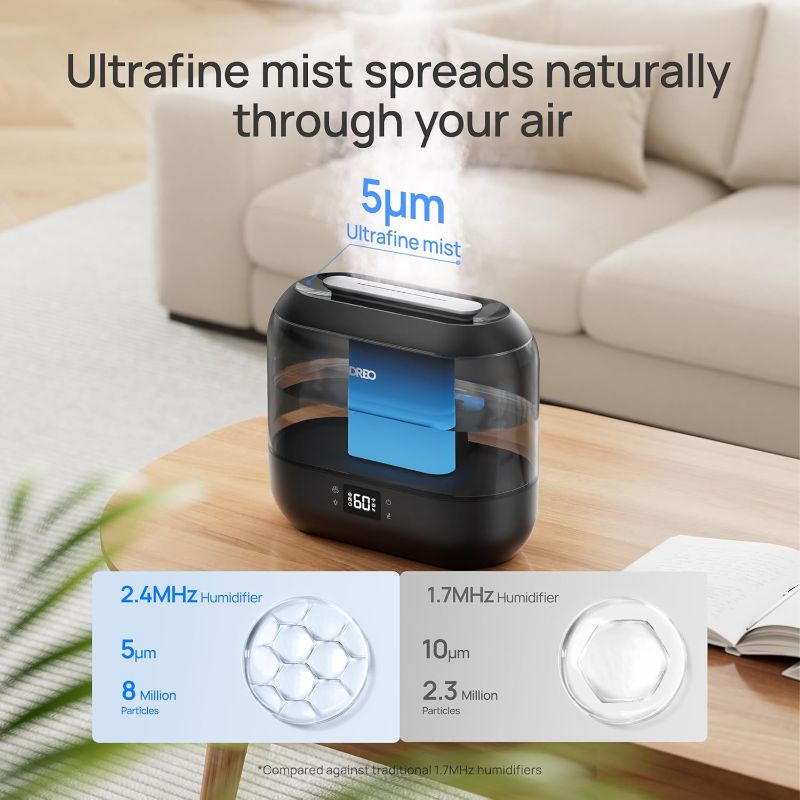 Photo 5 of (READ FULL POST) Dreo Humidifiers for Bedroom, Top Fill 4L Smart Cool Mist Humidifier with Essential Oil Diffuser, Nightlight, 32H Runtime, Quiet Ultrasonic Humidifiers for Home, Baby Nursery, Plants, Office, HM311S