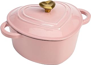 Photo 1 of ***MINOR DAMAGE***
Paris Hilton Enameled Cast Iron Dutch Oven Heart-Shaped Pot with Lid, Dual Handles, Works on All Stovetops, Oven Safe to 500°F, 2-Quart, Pink