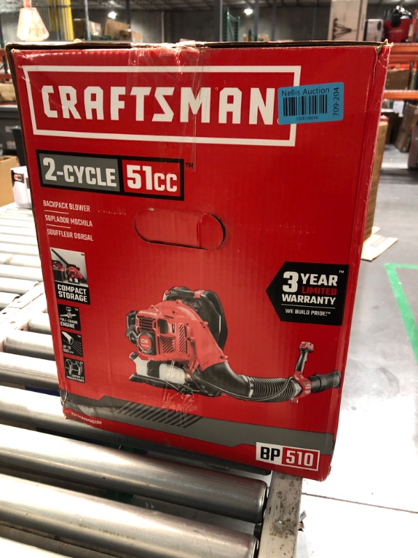 Photo 3 of ***Parts Only***CRAFTSMAN BP510 51-cc 2-cycle 600-CFM 220-MPH Gas Backpack Leaf Blower
