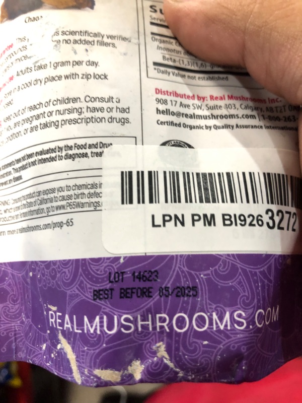 Photo 3 of (exp: 08/2025)Real Mushrooms Chaga Powder - Organic Mushroom Supplement with Chaga Extract - Chaga Mushroom Powder for Digestion, Energy, & Immune Support - Vegan Mushroom Extract, Non-GMO, 60 Servings