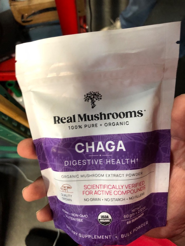 Photo 2 of (exp: 08/2025)Real Mushrooms Chaga Powder - Organic Mushroom Supplement with Chaga Extract - Chaga Mushroom Powder for Digestion, Energy, & Immune Support - Vegan Mushroom Extract, Non-GMO, 60 Servings