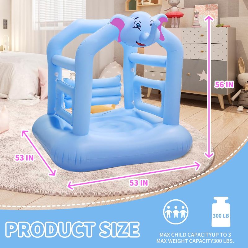 Photo 5 of (READ FULL POST) Bounce House for Kids 3-6 with Air Pump?Blue Elephant Bouncy Castle A Bouncy House Gift for Toddlers?Thickened PVC Material Allows Your Child to Bounce at Will