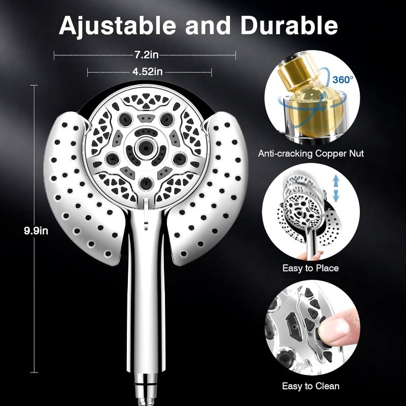 Photo 3 of (READ FULL POST) Shower Head with Handheld High Pressure: INAVAMZ Hand Held Shower Head and Rain Shower Head 2-IN-1 Shower Head with 59" Rotatable Stainless Steel Hose