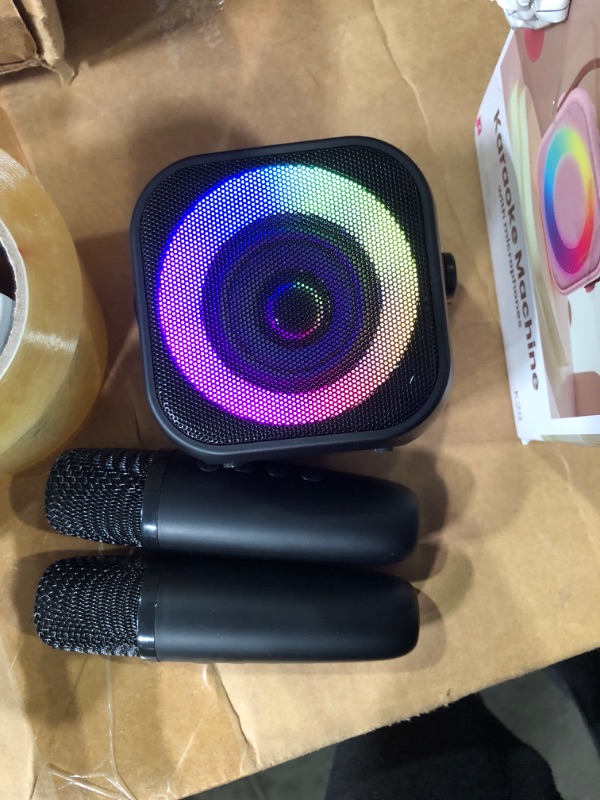 Photo 2 of (READ FULL POST) Mini Karaoke Machine, Portable Bluetooth Karaoke Speaker with 2 Wireless Microphones and Party Lights for Kids and Adults, Birthday Gifts for Girls Boys Family Home Party
