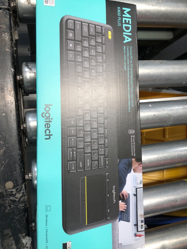 Photo 3 of **MISSING DONGLE** Logitech K400 Plus Touchpad Wireless Keyboard Black - USB Wireless Connectivity - On/Off Power Switch - 2.40 GHz Operating Frequency