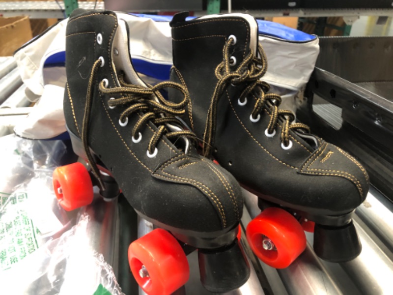 Photo 3 of ***STOCK PHOTO REFERENCE ONLY***
jessie Womens Black Roller Skates High-top Light-Up 4-Wheel Outdoor Indoor Roller Skates Double Row Shiny Skates for Unisex Adults with Shoes Bag (Red Wheel,40=US 9)