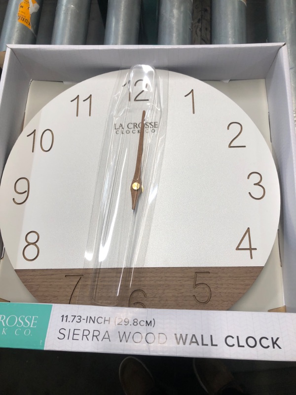 Photo 3 of ***MISSING HOUR HAND*** La Crosse 404-3630B 12" Sierra Wood Quartz Analog Wall Clock