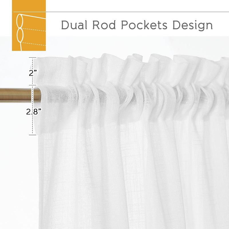 Photo 4 of (READ FULL POST) RYB HOME Long Semi Sheer Curtains Rod Pocket Living Room, White, W 52 x L 120 Inch, 1 Pair