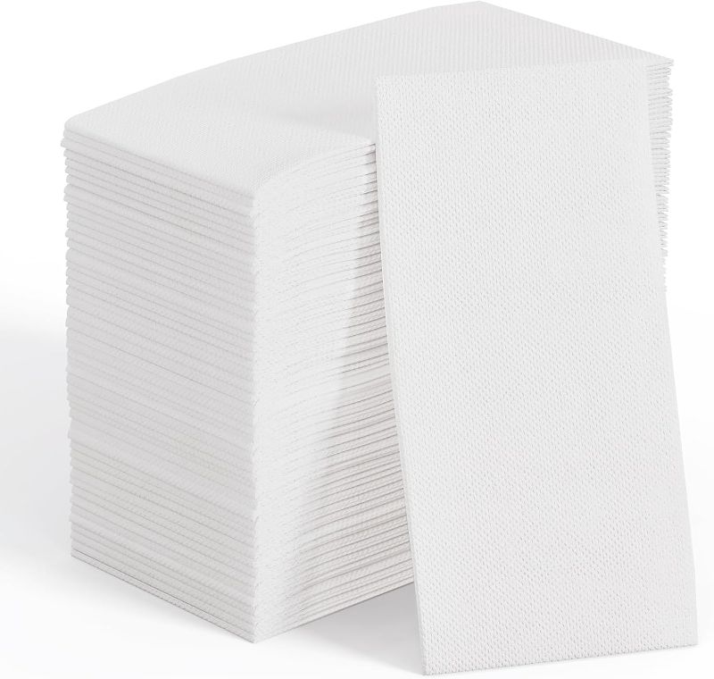 Photo 1 of 
JOLLY CHEF 200 Pack Disposable Paper Napkins, Soft Bathroom Napkins for Guests, 2-Ply White Paper Hand Towels for Halloween, Wedding, Thanksgiving