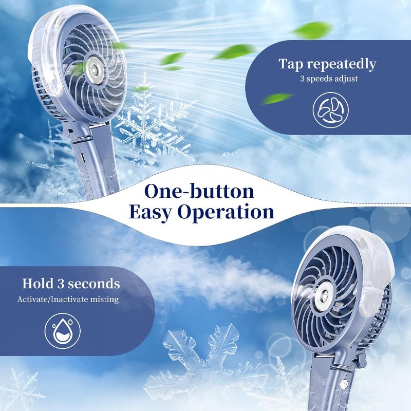 Photo 6 of (READ FULL POST) HandFan 2023 Upgraded Portable Misting Fan, 34ml Handheld Personal Mister Fan Rechargeable, Battery Operated Spray Water Mist Fan, Mini Cooling Fans for Makeup, Travel, Outdoors, Disney(Royal Blue)