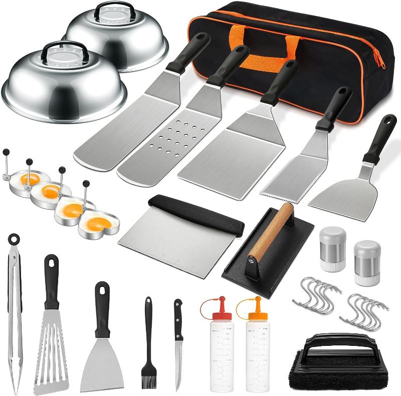 Photo 1 of ***PARTIAL SET** 35PCS Griddle Accessories Kit, Flat Top Grill Accessories Set for Blackstone and Camp Chef, Grill Spatula Set with Enlarged Spatulas, Basting Cover, Scraper for Outdoor Barbecue
