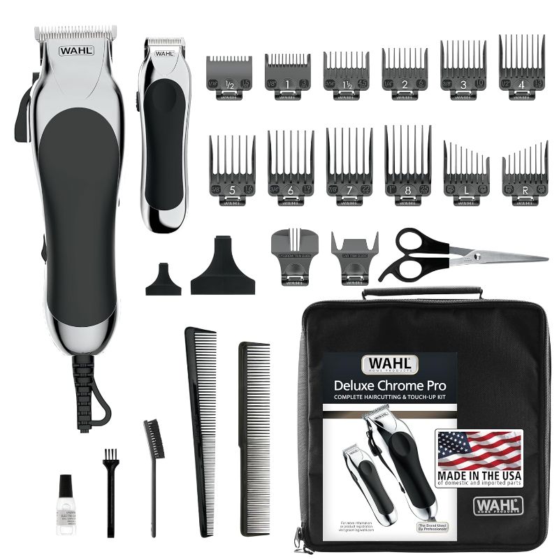 Photo 1 of ***STOCK PHOTO REFERENCE ONLY***Wahl Clipper USA Deluxe Corded Chrome Pro, Complete Hair and Trimming Kit, includes Corded Clipper