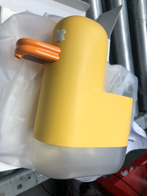 Photo 3 of ***ITEM TESTED FOR POWER, UNABLE TO TEST FURTHER*** AMYESE Kids Soap Dispenser - Cute Yellow Duck Automatic Foaming Hand Soap Dispenser, Waterproof USB Rechargeable, Hand- free Shampoo/Soap Dispenser for Bathroom, Kitchen Countertop, Preschool