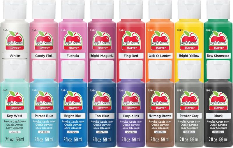 Photo 1 of ***FACTORY SEALED*** Apple Barrel, Vibrant Spectrum Collection Acrylic Craft Paint, PROMOABIII, 2 fl oz each, 16 assorted matte colors, 16 count

