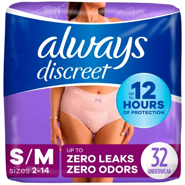 Photo 1 of ***FACTORY SEALED*** Always Discreet Adult Postpartum Incontinence Underwear for Women - Maximum Protection
(S/M) (32 Pack)