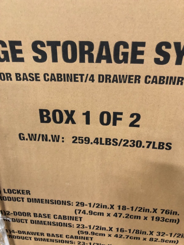 Photo 2 of **BOX ONE OF TWO** **TRUCK/TRAILER PICKUP ONLY** TCE Garage Storage Cabinet , Heavy Duty 6Pcs Grey Metal Organization Cabinets with Workbench, Wall Cabinets, 4-Drawers Rolling Cabinet