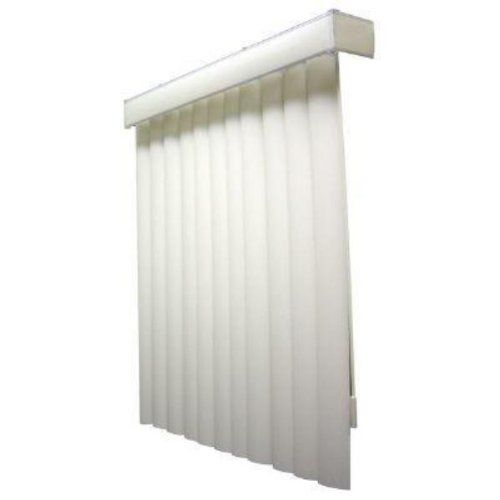 Photo 1 of **bent** Crown White Cordless Room Darkening Vertical Blinds for Sliding Doors Kit with 3.5 in. Slats - 66 in. W X 84 in. L
