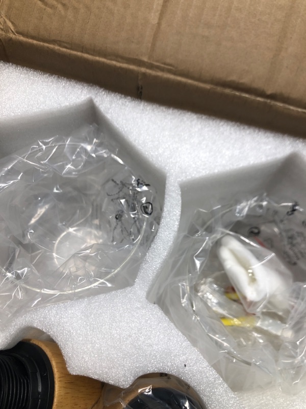 Photo 1 of ***MISSING BULB*** CmnVmn 3 Light Bathroom Vanity Light Fixtures, farmhouses/Rustic Wooden Wall Sconce, Bathroom Lighting Fixture Over Mirror, with Clear Glass Lampshade